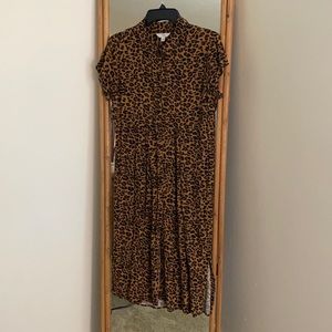Leopard button up dress